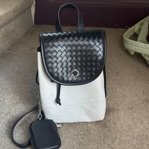 Steve Madden Black and White Textured Backpack
